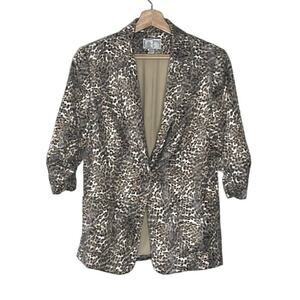 Alberto  Makali    Snake  Print‎  Ruched  3/4  Sleeve  Blazer Size 8
